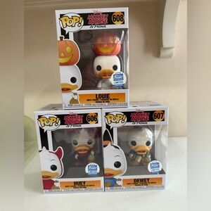 Funko Pop!  Huey, Dewey, and Louie in their Halloween costumes.